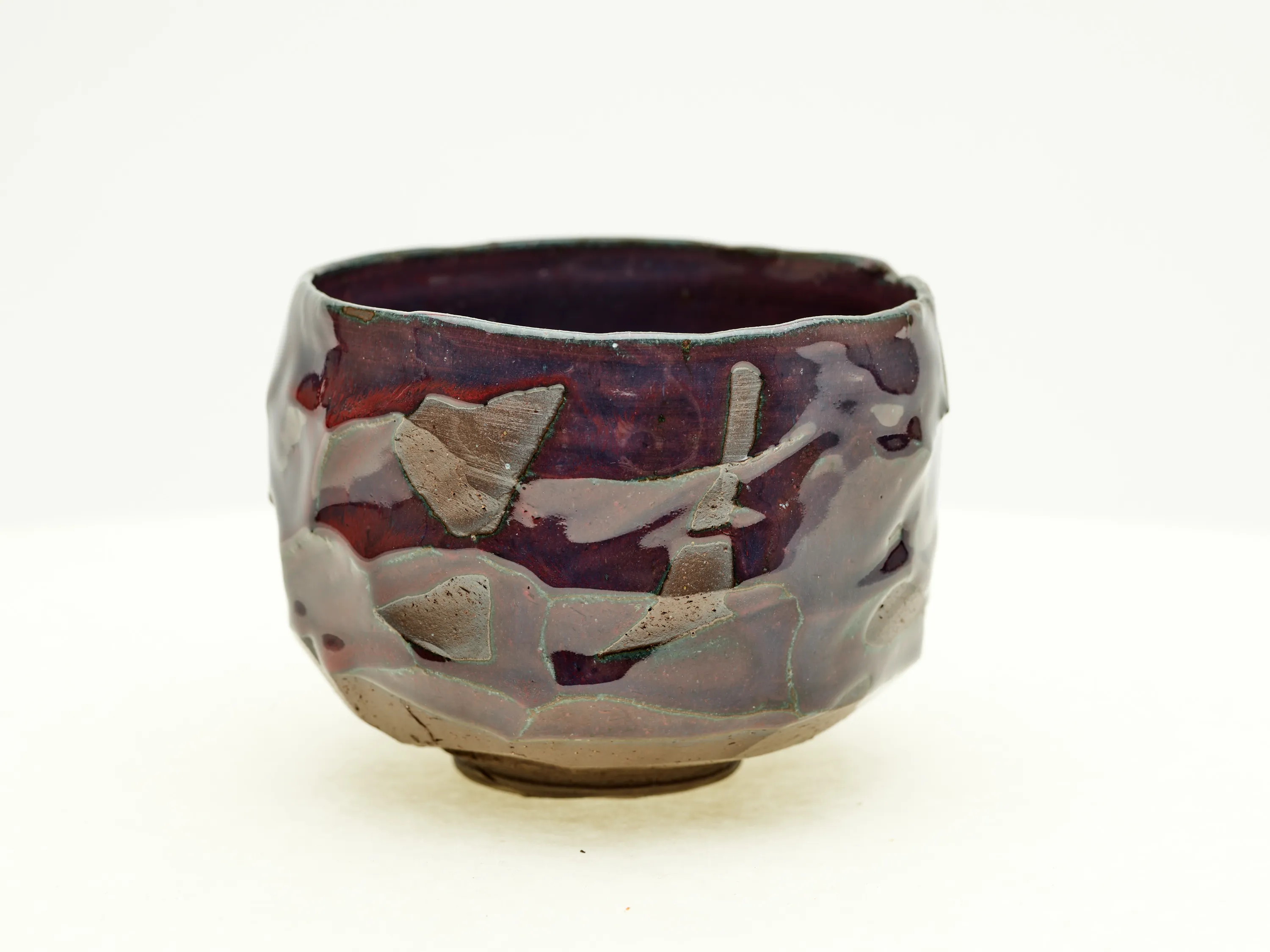 Hand-carved Aubergine Chawan