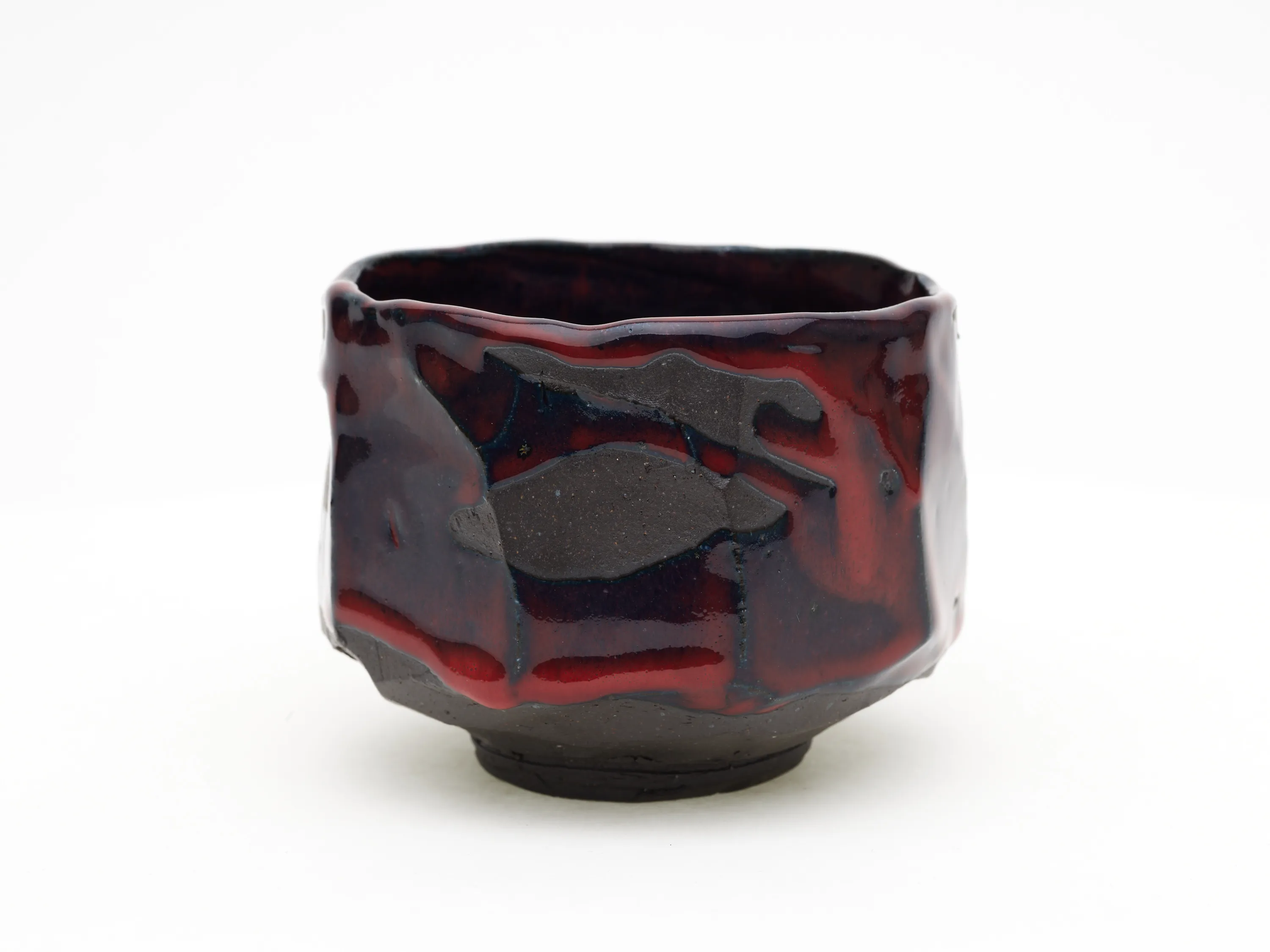 Hand-carved, Copper Red Chawan