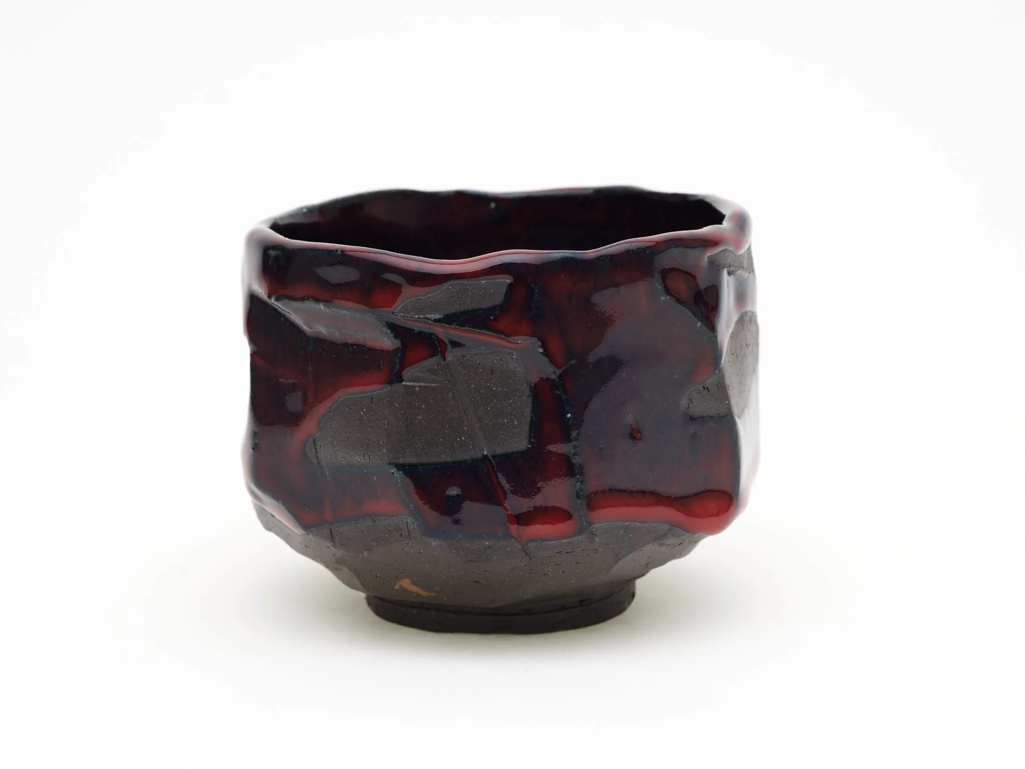 Hand-carved, Copper Red Chawan — view 2