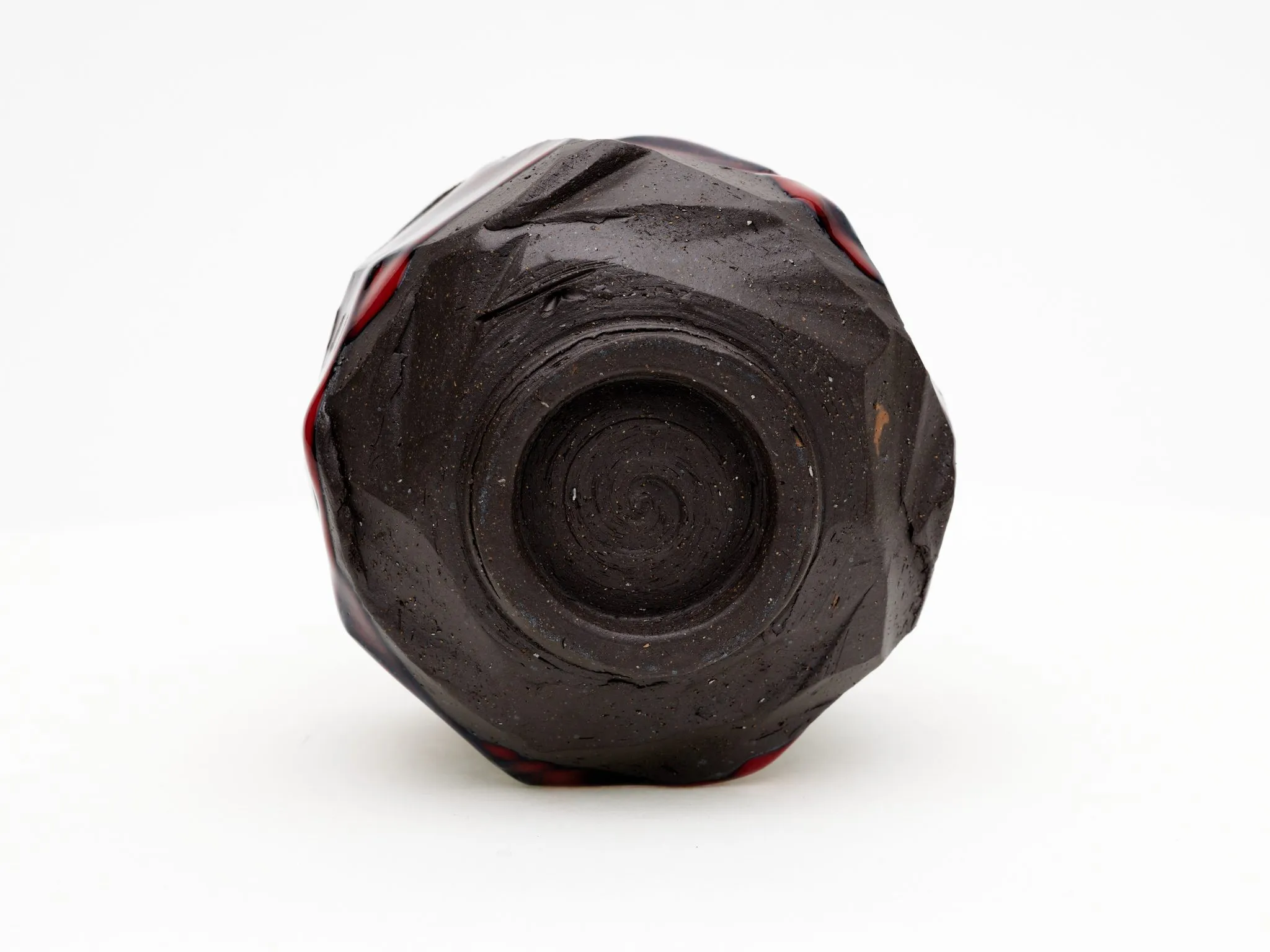 Hand-carved, Copper Red Chawan — view 3