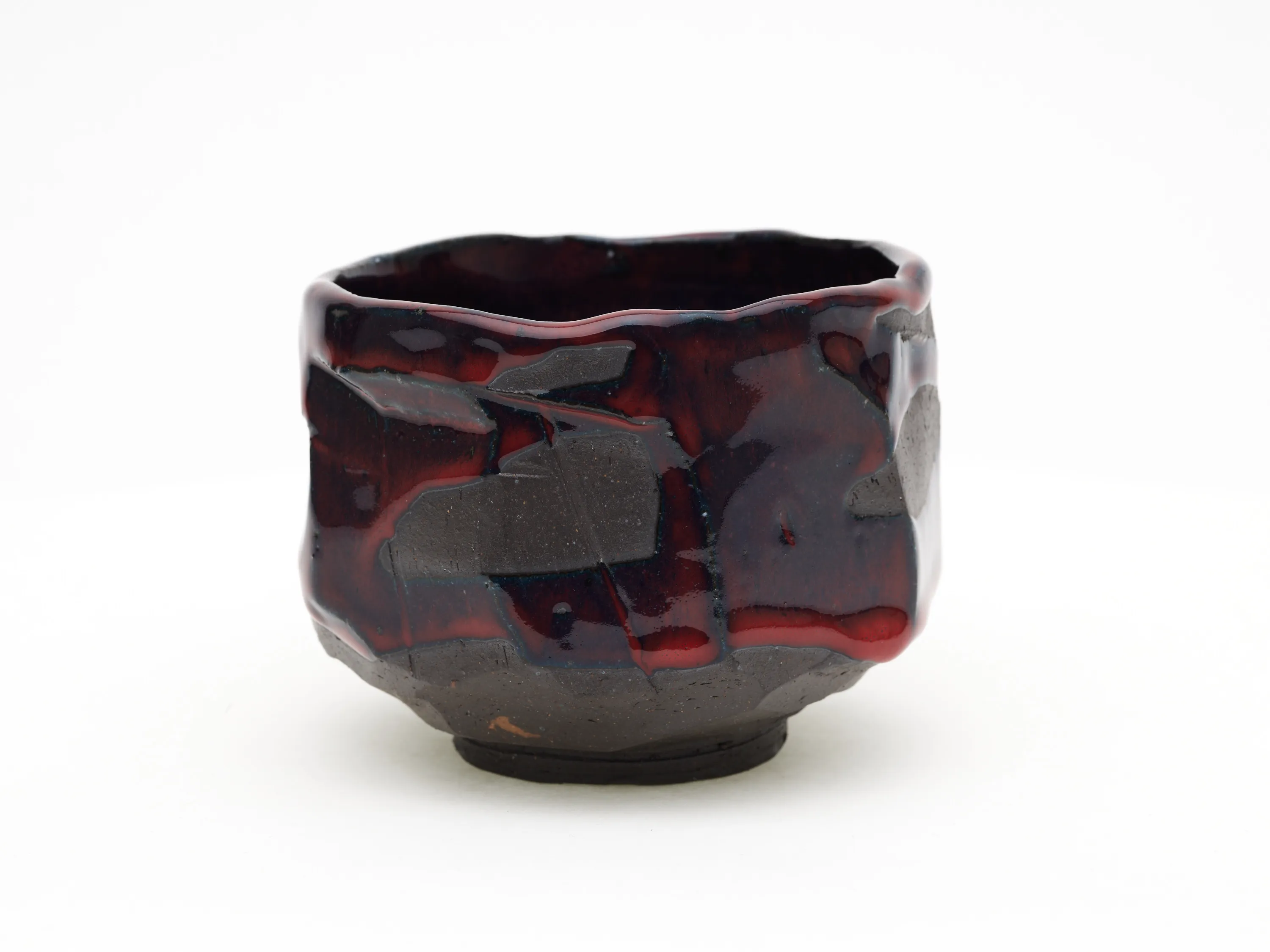 Hand-carved, Copper Red Chawan — view 3