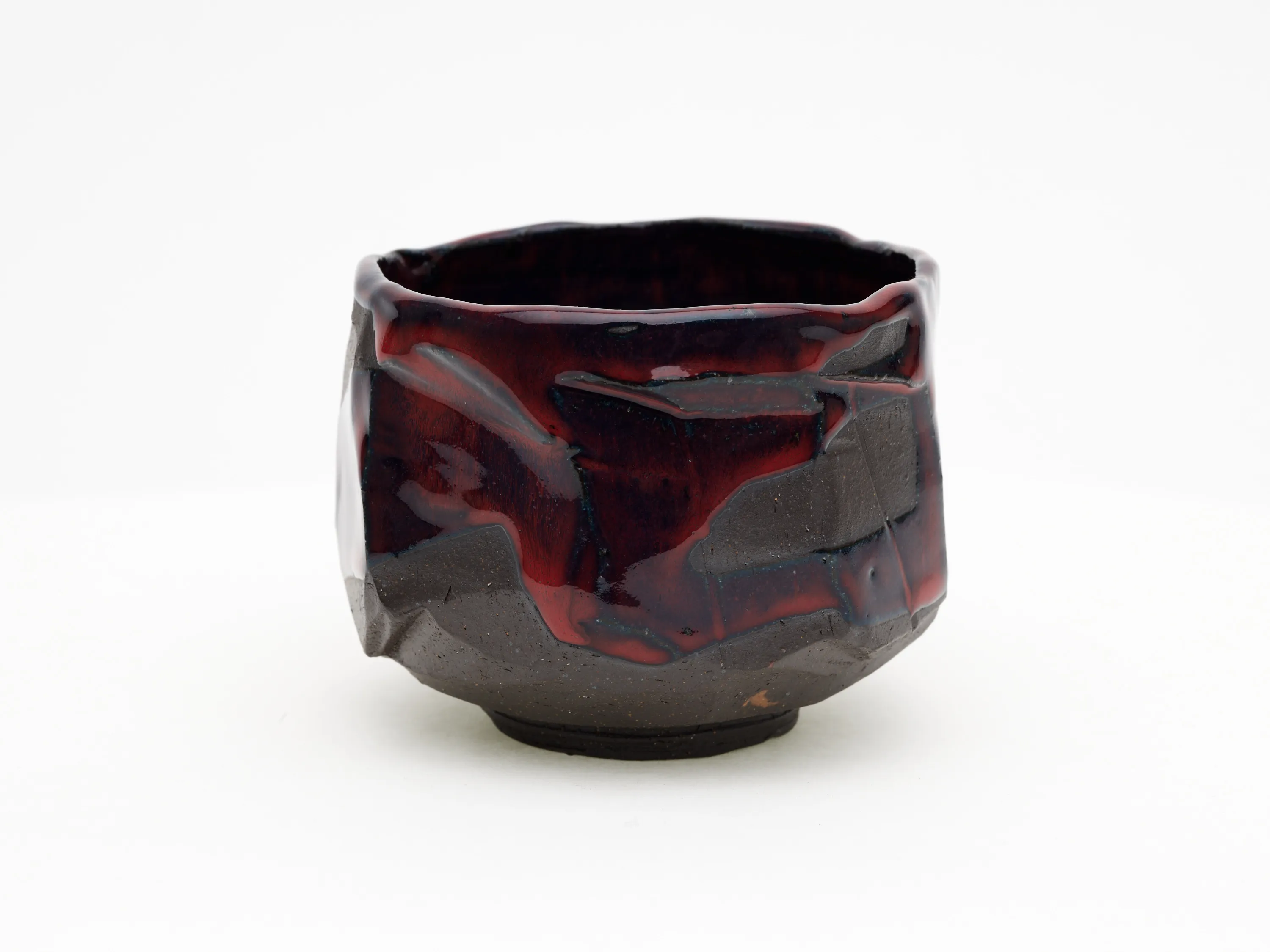 Hand-carved, Copper Red Chawan — view 4