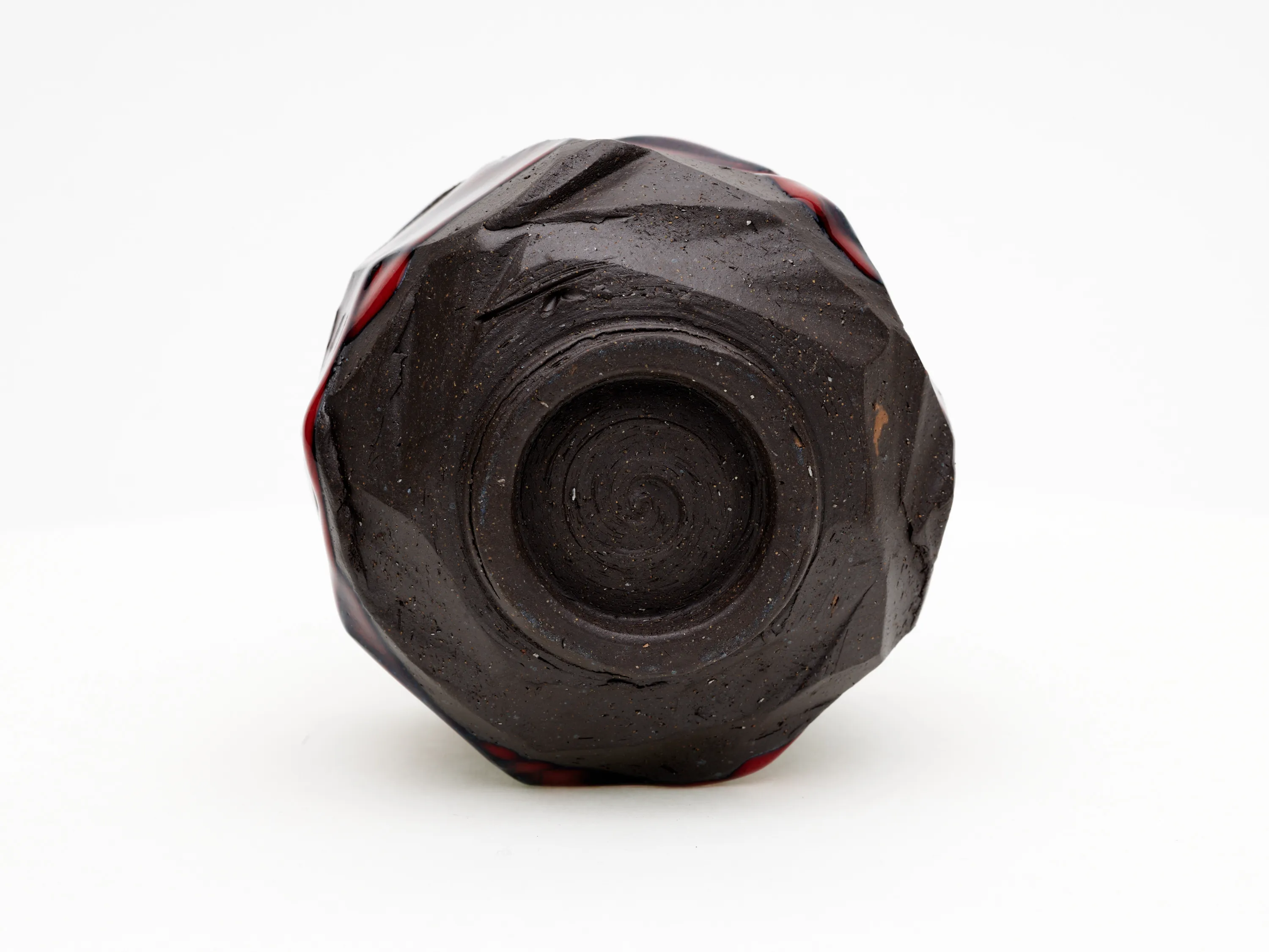 Hand-carved, Copper Red Chawan — view 5